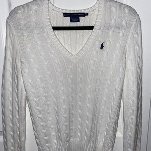 White V neck cable knit Ralph Lauren Sweater